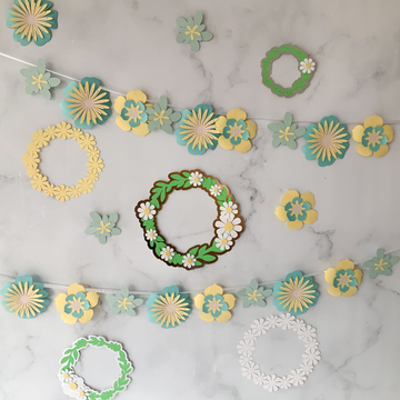 Pinfliers Blue & Mint Paper Flower Garland for Birthday Party